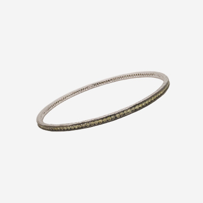 18Kt White Gold and Green Diamond Channel Bangle