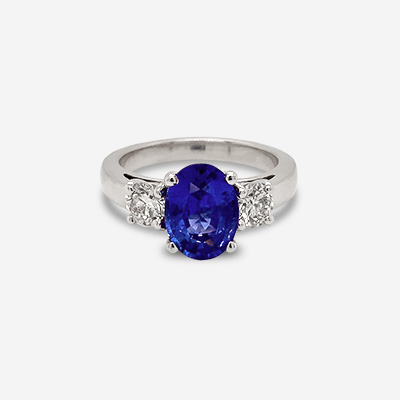 14KT White Gold Sapphire and Diamond Engagement Ring