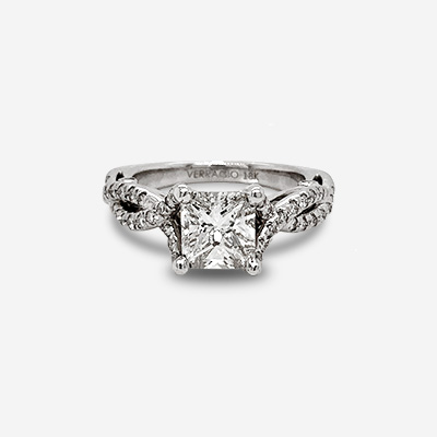 18KT White Gold Princess Cut Diamond Engagement Ring