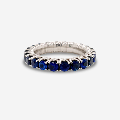 18KT White Gold Sapphire Stretch Ring