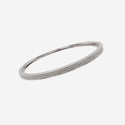 18KT White Gold Two Row Diamond Bangle