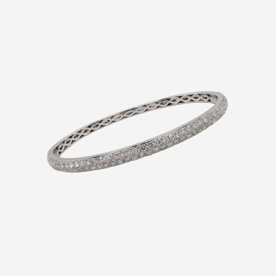 18KT White Gold Double Row Diamond Bangle