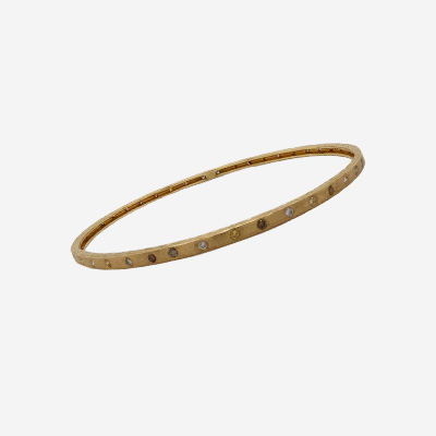 18KT Yellow Gold Textured Multi Diamond Bracelet