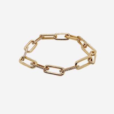 18KT Yellow Gold Link Paper Clip Bracelet