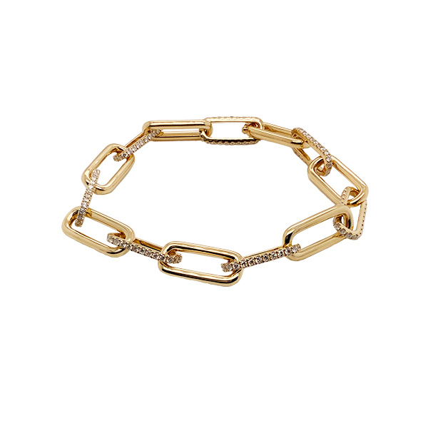 18KT Yellow Gold Link Paper Clip Bracelet E.B. Horn Jewelers SKU DBX2439