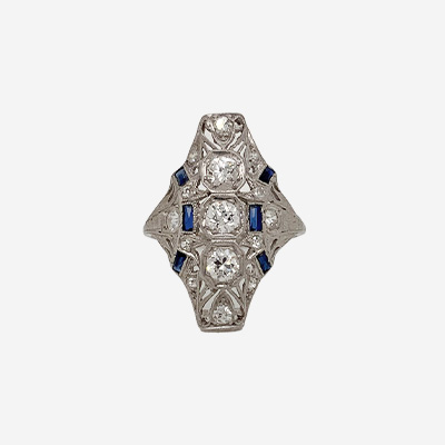 Platinum Sapphire and Diamond Ring