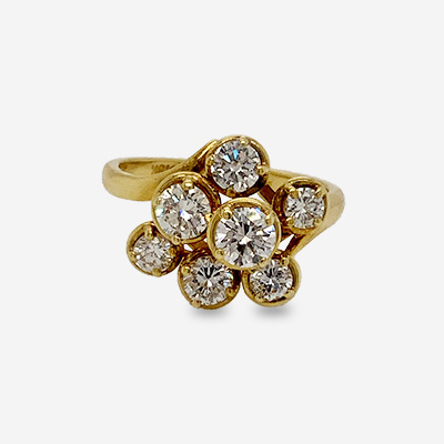 18KT Yellow Gold Diamond Cluster Ring