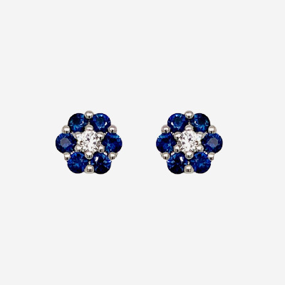 14KT White Gold Sapphire and Diamond Earrings