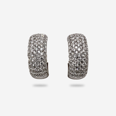 18KT White Gold Diamond Huggy Earrings