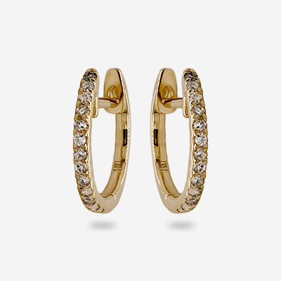 14KT Yellow Gold Diamond Hoop Earrings