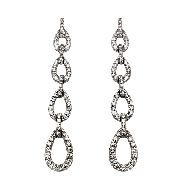 14KT White Gold Pear-Loop Diamond Earrings