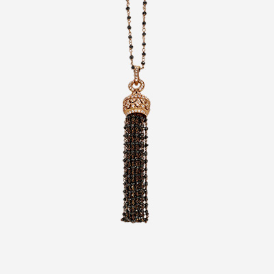 Rose Gold and Black Diamond Chain and Tassel Pendant