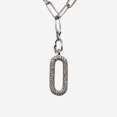 18KT White Gold Oval Chain Diamond Necklace