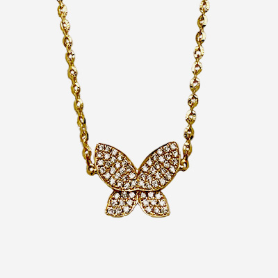 14KT Yellow Gold Diamond Butterfly Pendant
