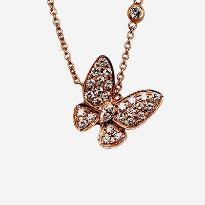 18KT Rose Gold Diamond Butterfly Pendant