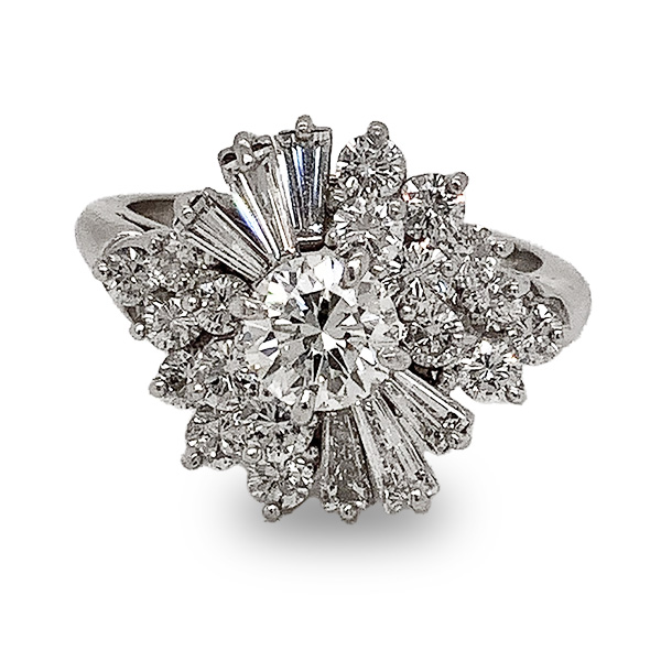 Platinum Diamond Cluster Ring E.B. Horn Jewelers SKU DRCL158