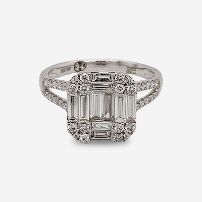 18KT White Gold Baguette Diamond Ring