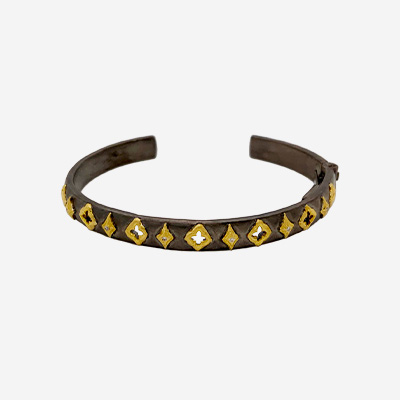 Crivelli and open scroll cuff bracelet