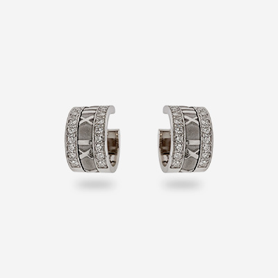 18KT White Gold Roman Numeral Cuff Earrings