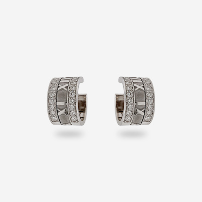 18KT White Gold Roman Numeral Cuff Earrings