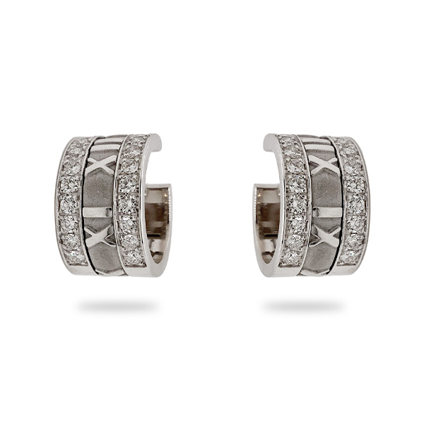 18KT White Gold Roman Numeral Cuff Earrings E.B. Horn Jewelers SKU