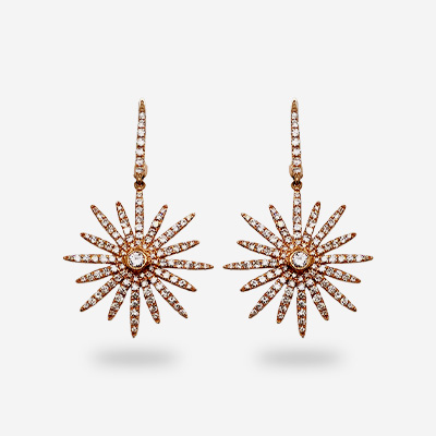18KT Rose Gold Diamond Starburst Earrings
