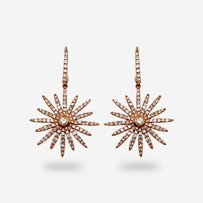18KT Rose Gold Diamond Starburst Earrings