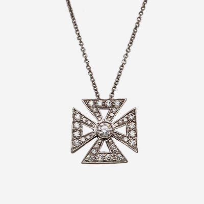 Platinum “Maltese” Diamond Pendant and Chain