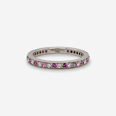 Platinum Tiffany Pink Sapphire Eternity Band