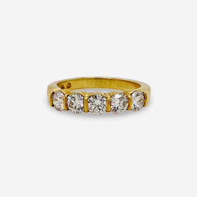 18KT Yellow Gold 5 Diamond Tiffany Ring