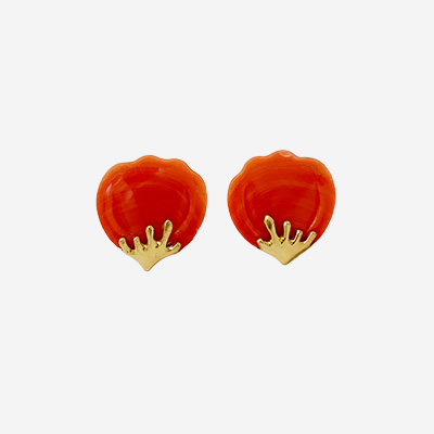 18KT Yellow Gold Coral Earrings