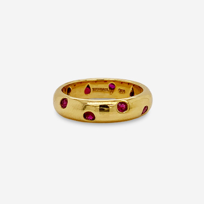 18KT Yellow Gold Ruby Wedding Band
