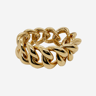 18KT Yellow Gold Wide Stretch Link Bracelet