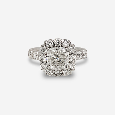 18KT White Gold Cushion Cut Diamond Halo Ring