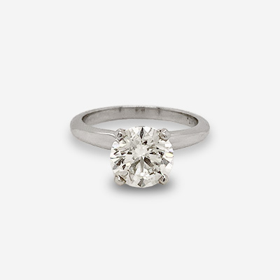 Platinum Round Center Diamond 4 Prong Ring