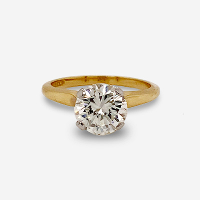 18KT Two-Toned Round Center Diamond Ring