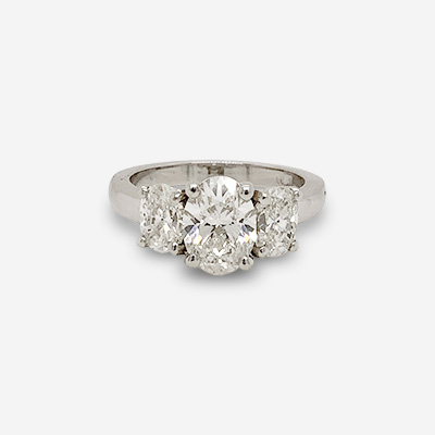 Platinum Oval Three-Stone Diamond Ring