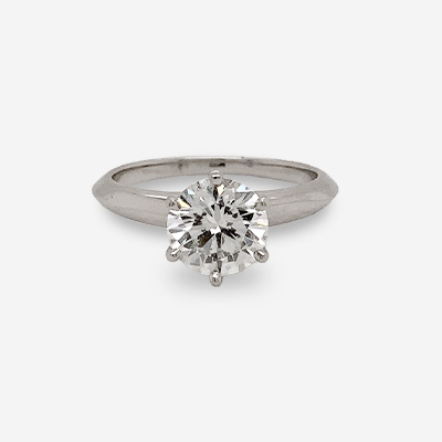 Platinum Round Diamond 6 Prong Ring