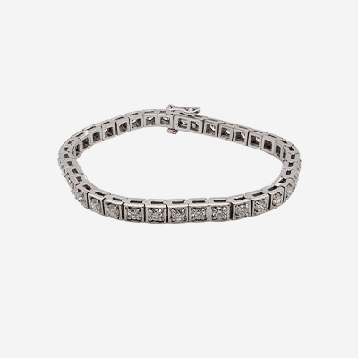 18KT White Gold Square Diamond Bracelet