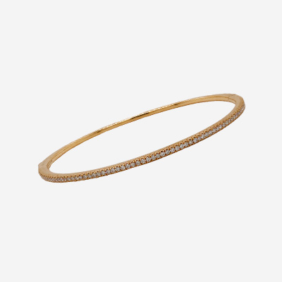 18KT Rose Gold Halfway Hinge Diamond Bangle