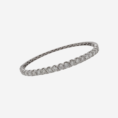 18KT White Gold Diamond Half-way Bangle