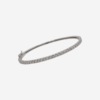 14KT White Gold Diamond Bangle