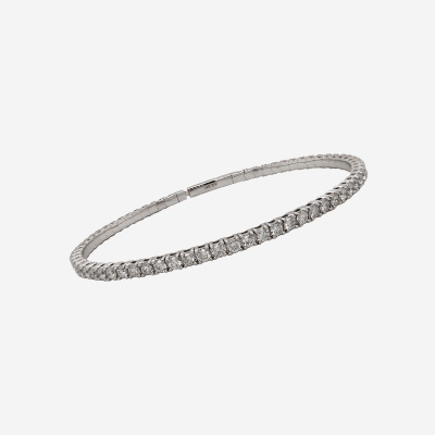 14Kt White Gold Diamond Flex Bangle