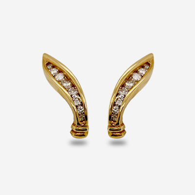 14KT Yellow Gold Diamond Channel Set Swirl Earrings