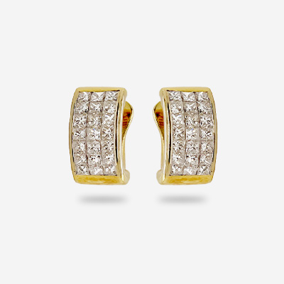 18KT Yellow Gold Diamond Clip Back Earrings