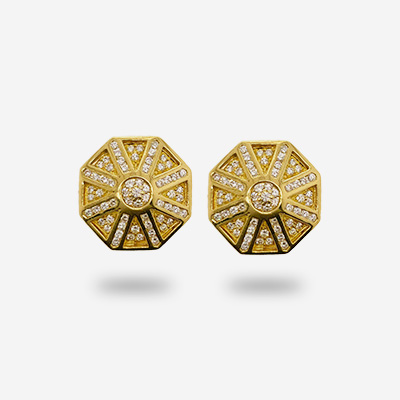 18KT Yellow Gold Diamond Sun Earrings