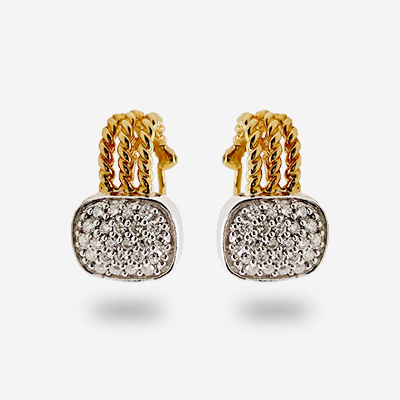 14KT Two-Toned Pave Diamond Earrings