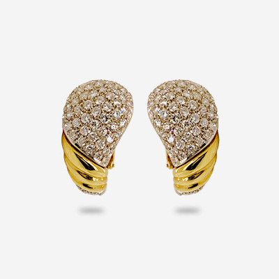 18KT Two-Toned Pave Diamond Earrings