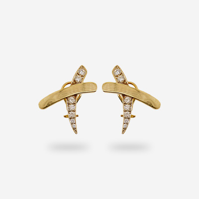 14KT Yellow Gold “X” Diamond Earrings
