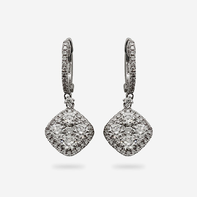 18KT White Gold Diamond Cluster Earrings